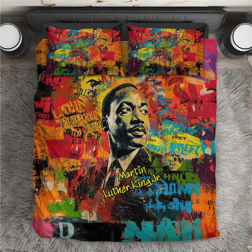 Martin Luther King Jr Bedding Set Colorful Street Art Portrait Black History Graffiti Style - Wonder Print Shop
