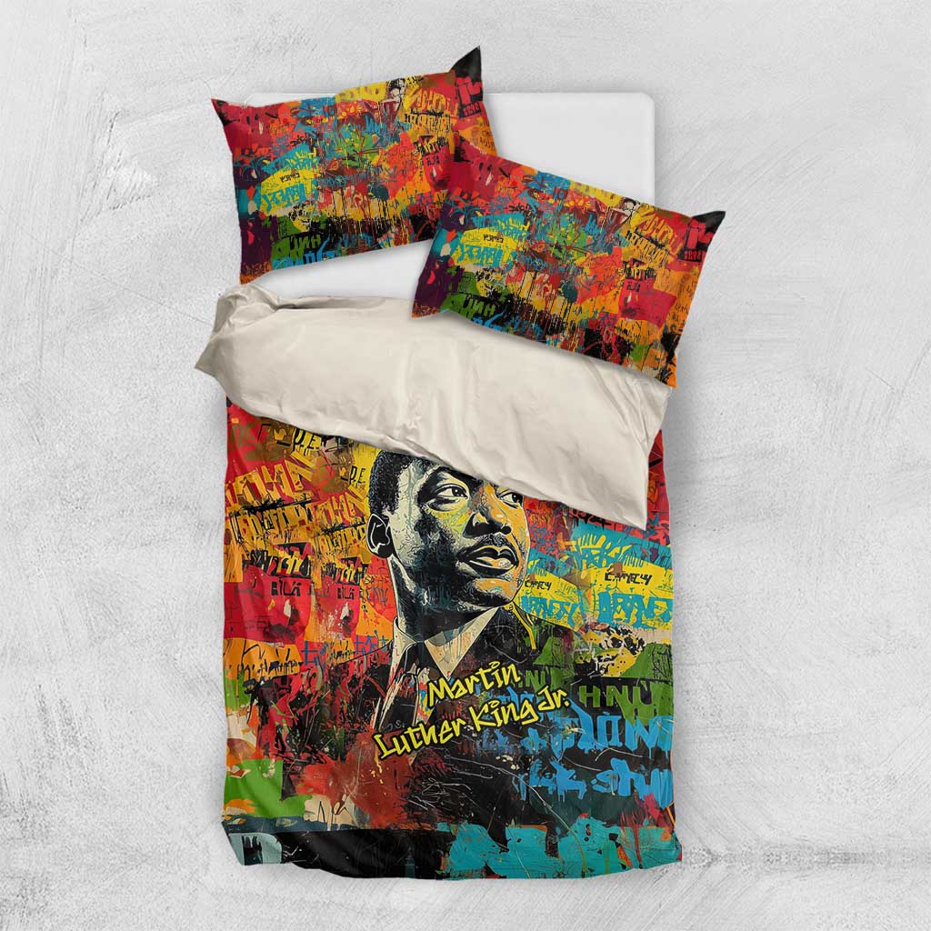 Martin Luther King Jr Bedding Set Colorful Street Art Portrait Black History Graffiti Style - Wonder Print Shop