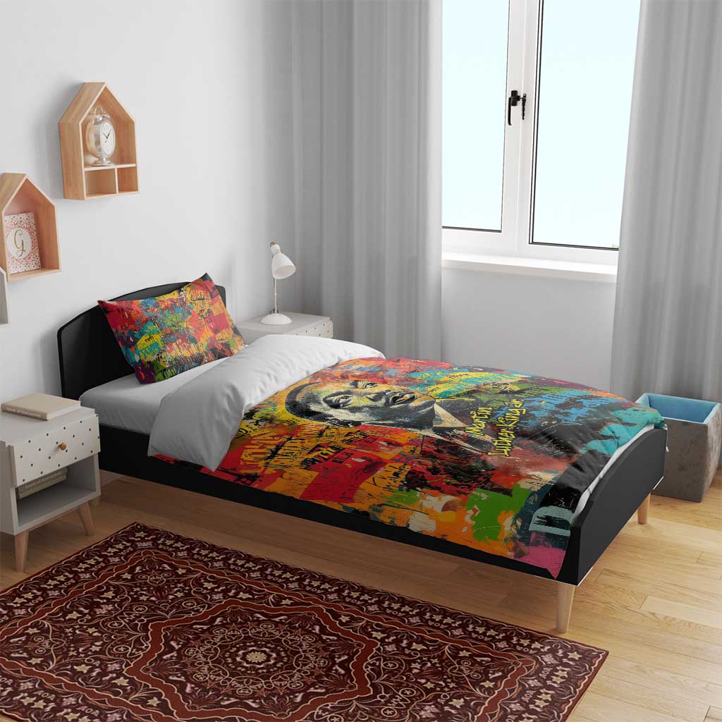 Martin Luther King Jr Bedding Set Colorful Street Art Portrait Black History Graffiti Style - Wonder Print Shop