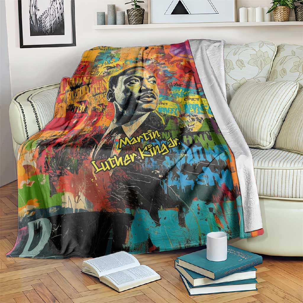 Martin Luther King Jr Blanket Colorful Street Art Portrait Black History Graffiti Style - Wonder Print Shop