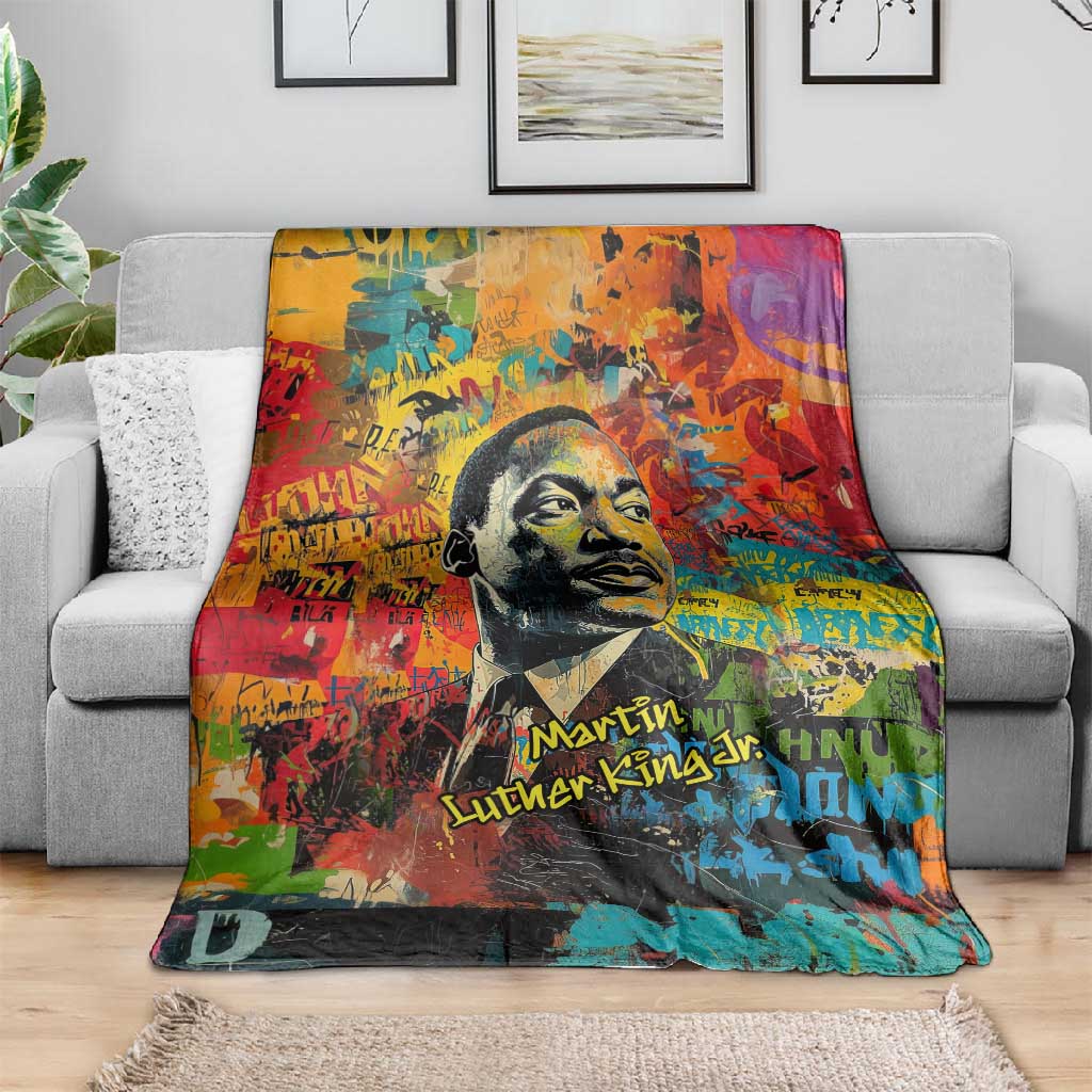 Martin Luther King Jr Blanket Colorful Street Art Portrait Black History Graffiti Style - Wonder Print Shop