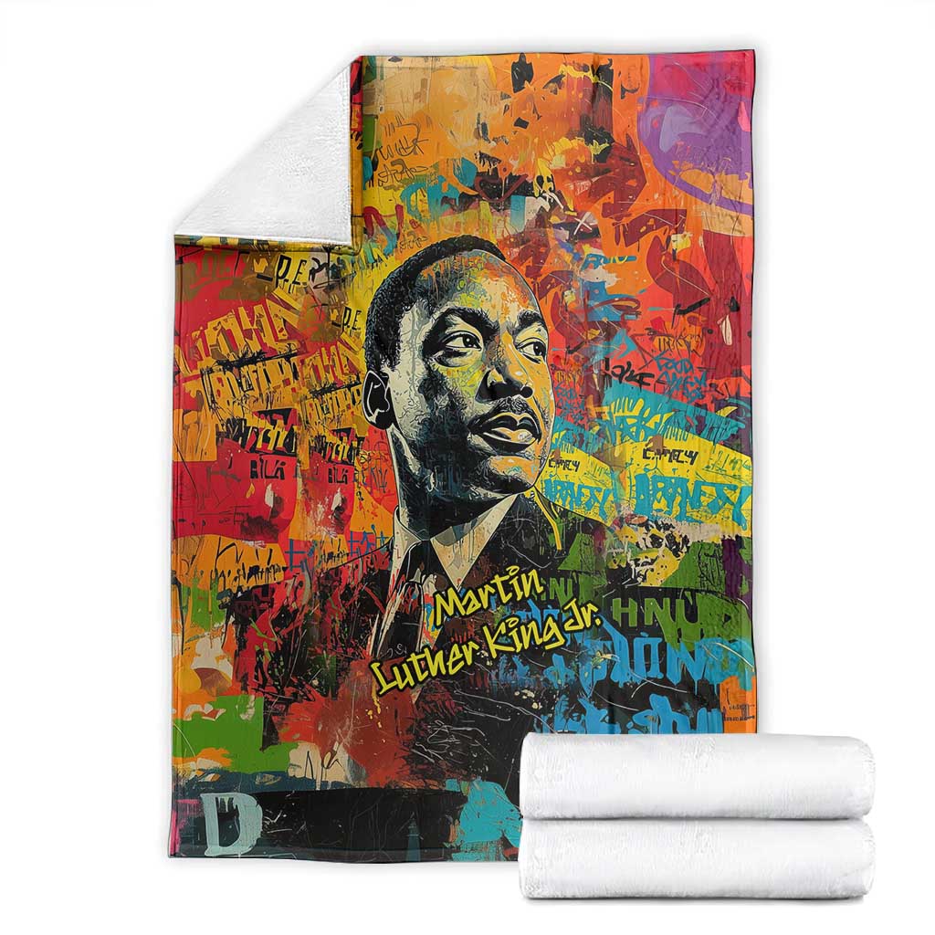 Martin Luther King Jr Blanket Colorful Street Art Portrait Black History Graffiti Style - Wonder Print Shop