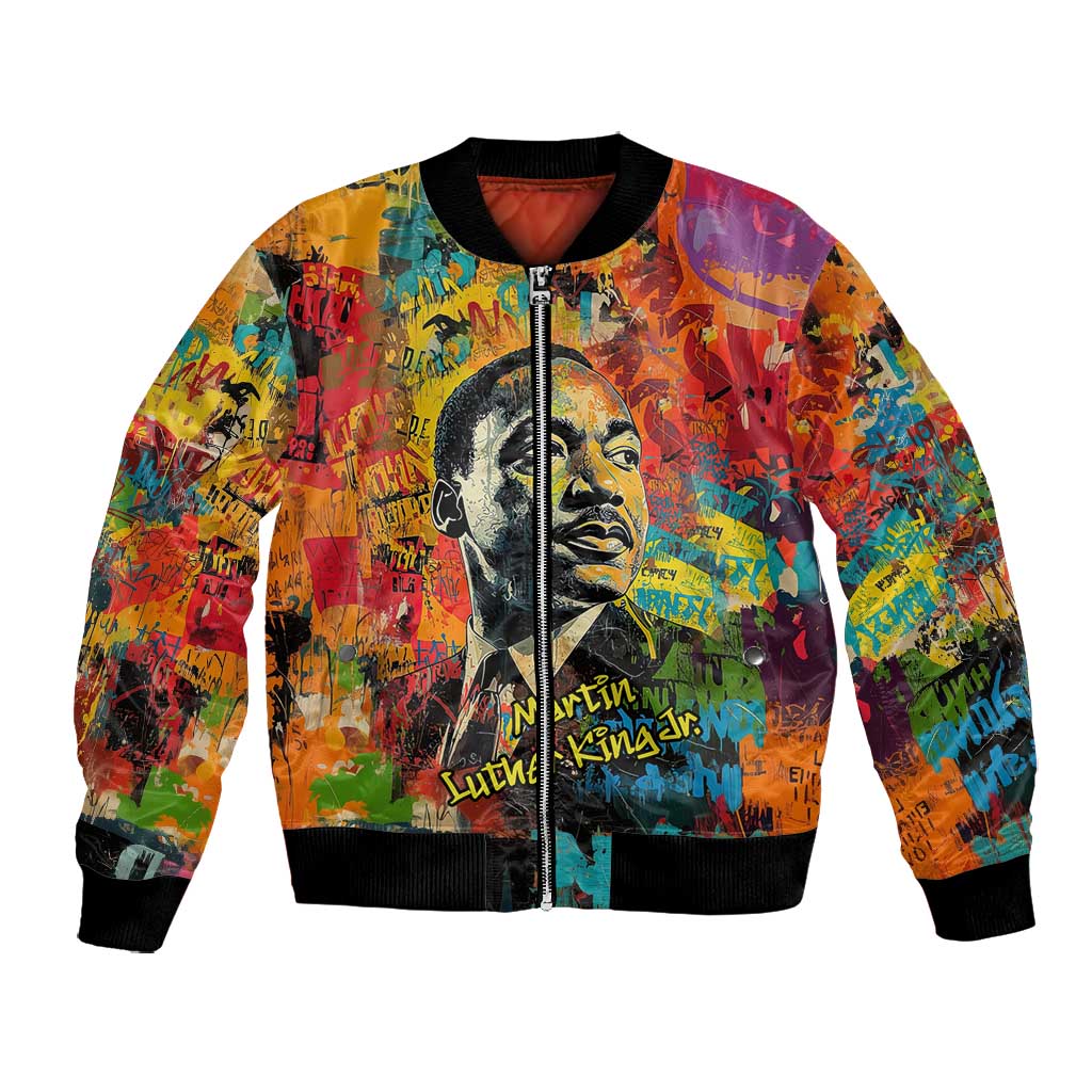 Martin Luther King Jr Bomber Jacket Colorful Street Art Portrait Black History Graffiti Style - Wonder Print Shop