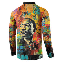 Martin Luther King Jr Button Sweatshirt Colorful Street Art Portrait Black History Graffiti Style