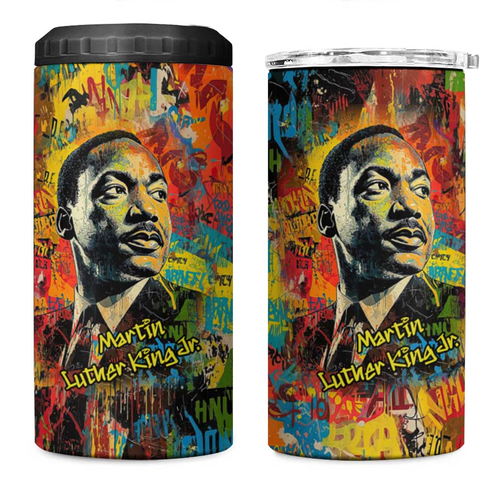 Martin Luther King Jr 4 in 1 Can Cooler Tumbler Colorful Street Art Portrait Black History Graffiti Style - Wonder Print Shop