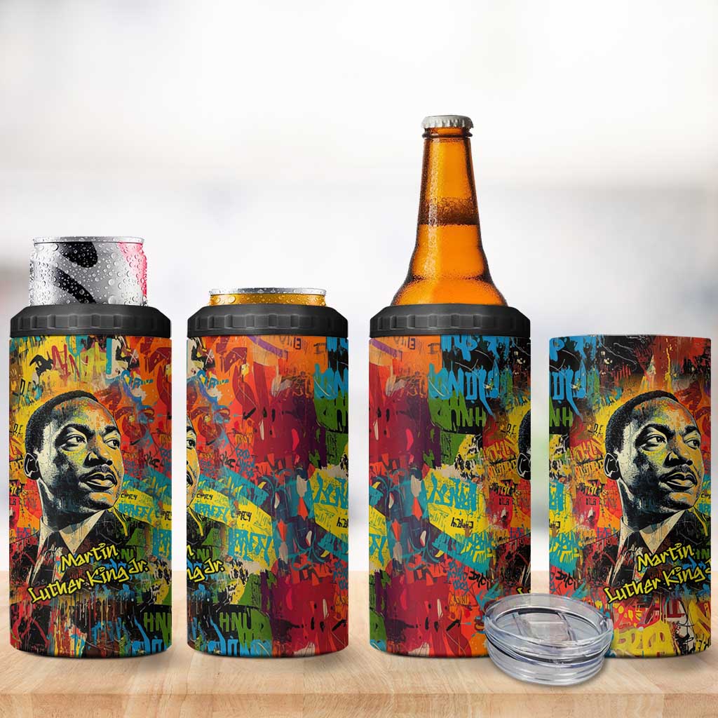 Martin Luther King Jr 4 in 1 Can Cooler Tumbler Colorful Street Art Portrait Black History Graffiti Style - Wonder Print Shop