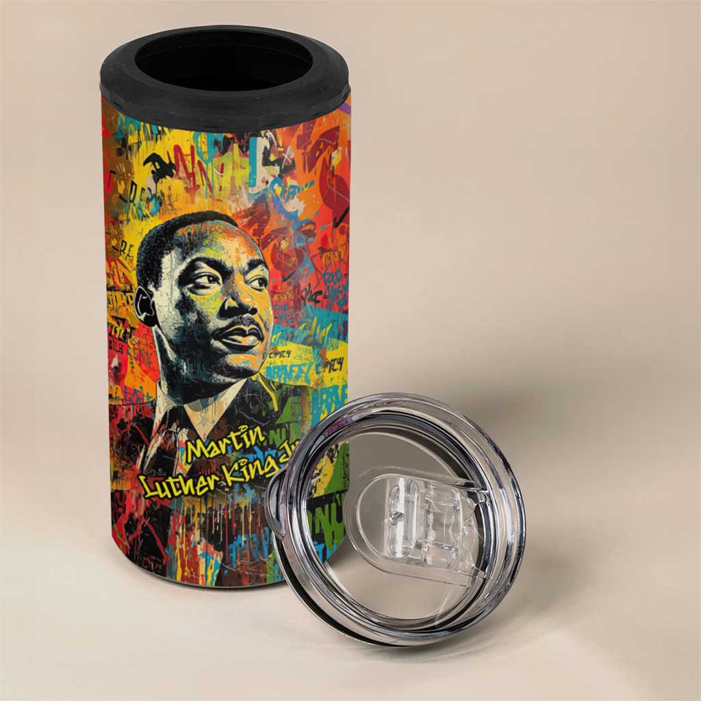 Martin Luther King Jr 4 in 1 Can Cooler Tumbler Colorful Street Art Portrait Black History Graffiti Style - Wonder Print Shop