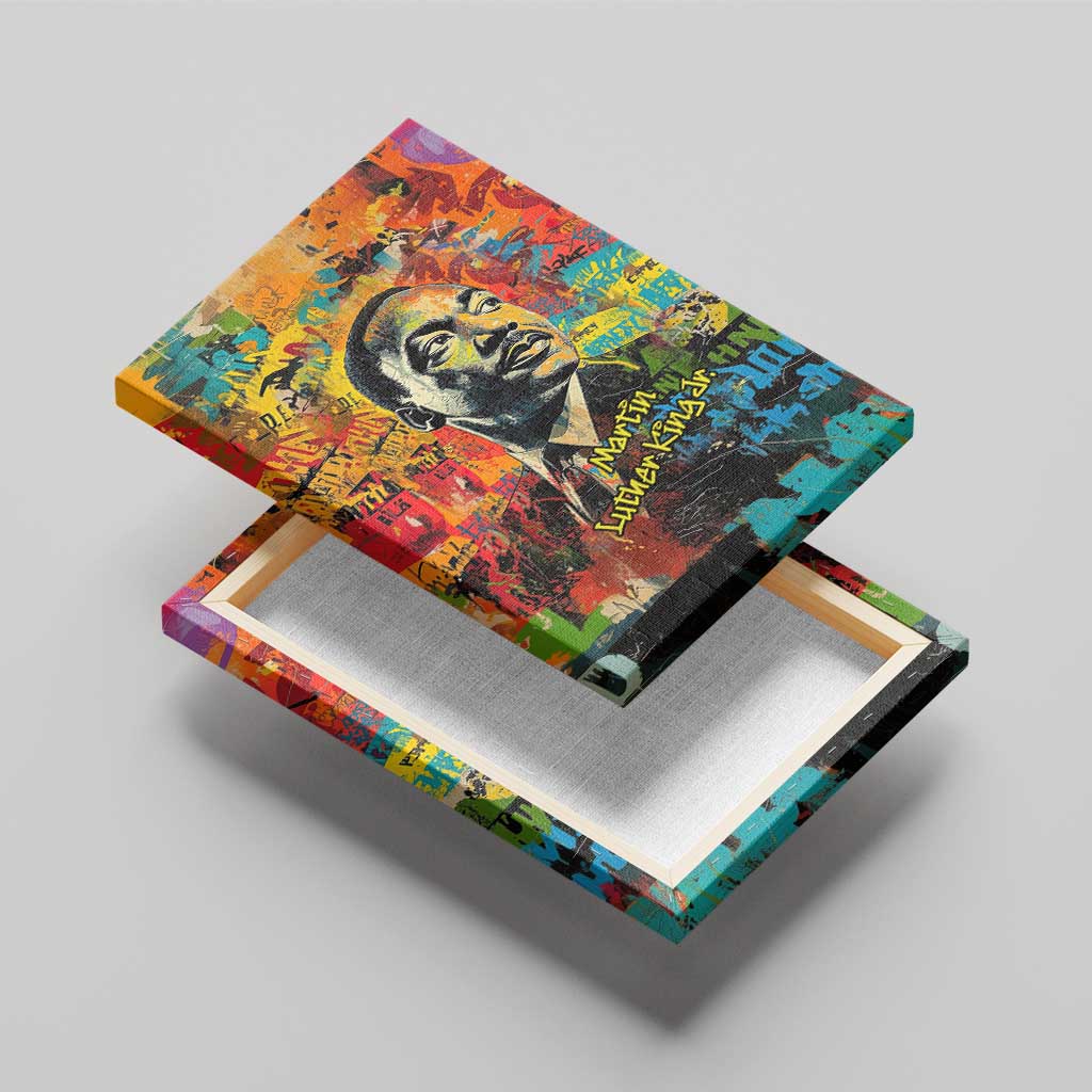 Martin Luther King Jr Canvas Wall Art Colorful Street Art Portrait Black History Graffiti Style - Wonder Print Shop