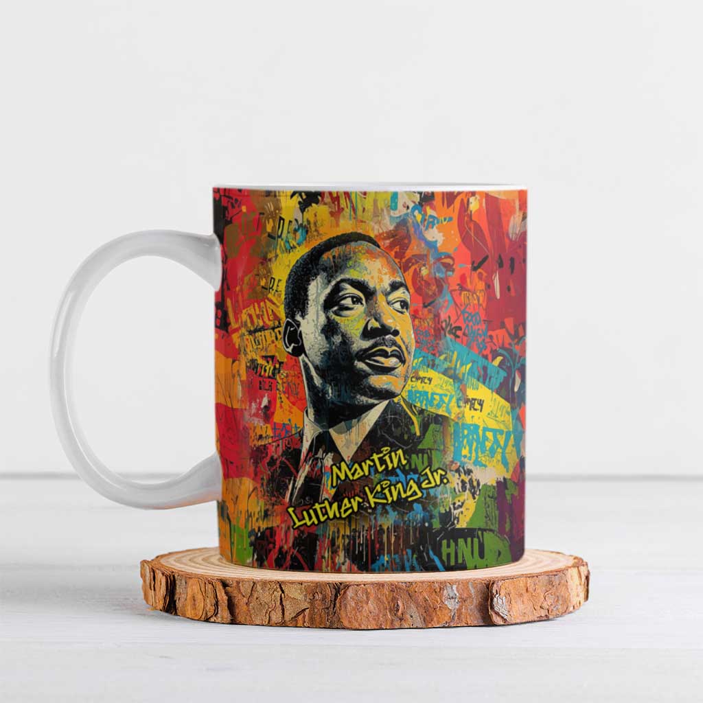 Martin Luther King Jr Ceramic Mug Colorful Street Art Portrait Black History Graffiti Style - Wonder Print Shop