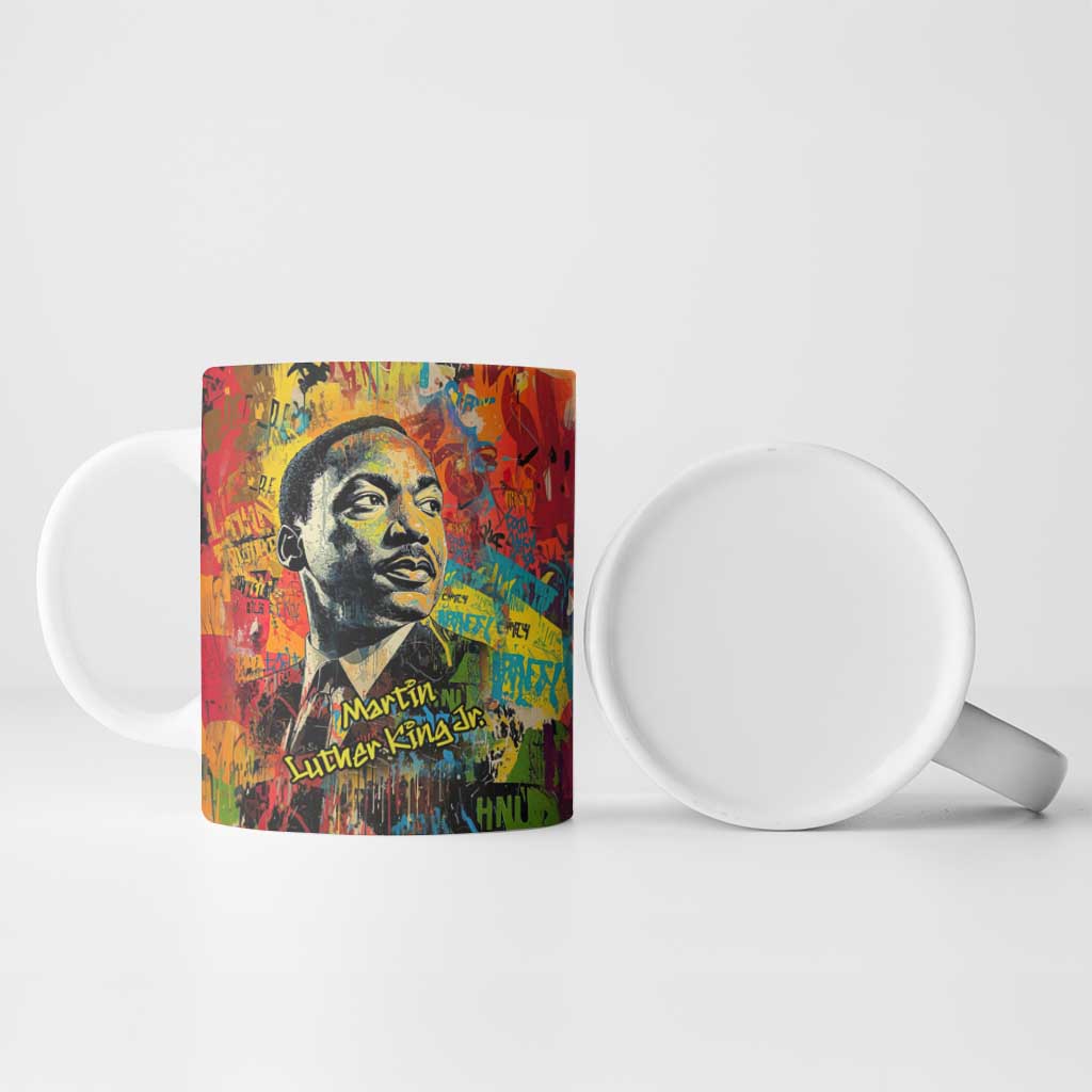 Martin Luther King Jr Ceramic Mug Colorful Street Art Portrait Black History Graffiti Style - Wonder Print Shop