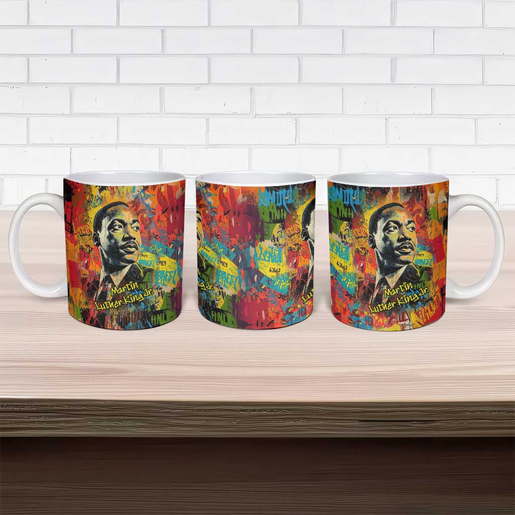 Martin Luther King Jr Ceramic Mug Colorful Street Art Portrait Black History Graffiti Style - Wonder Print Shop