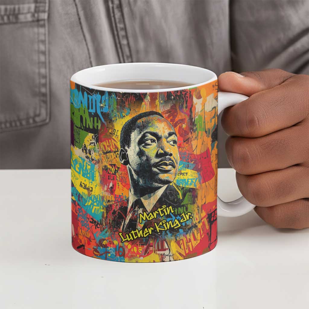 Martin Luther King Jr Ceramic Mug Colorful Street Art Portrait Black History Graffiti Style - Wonder Print Shop
