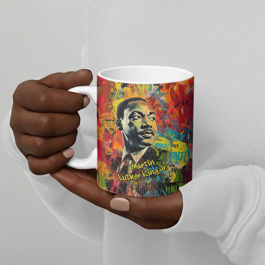 Martin Luther King Jr Ceramic Mug Colorful Street Art Portrait Black History Graffiti Style - Wonder Print Shop