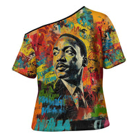 Martin Luther King Jr Cross Shoulder Shirt Colorful Street Art Portrait Black History Graffiti Style - Wonder Print Shop