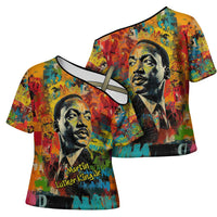 Martin Luther King Jr Cross Shoulder Shirt Colorful Street Art Portrait Black History Graffiti Style - Wonder Print Shop