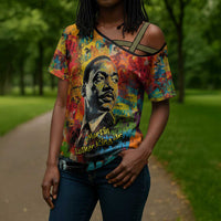 Martin Luther King Jr Cross Shoulder Shirt Colorful Street Art Portrait Black History Graffiti Style - Wonder Print Shop