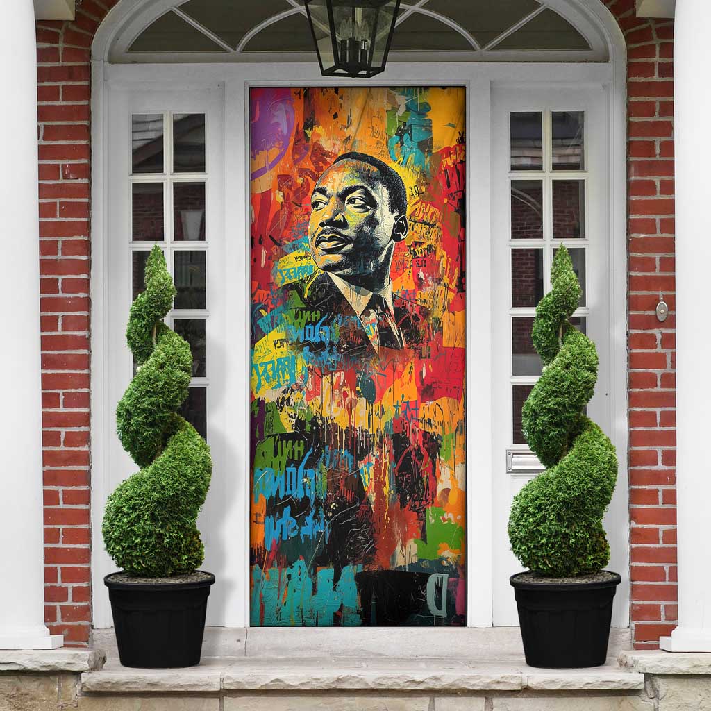 Martin Luther King Jr Door Cover Colorful Street Art Portrait Black History Graffiti Style - Wonder Print Shop