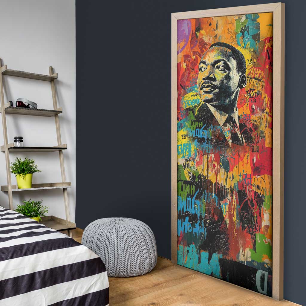 Martin Luther King Jr Door Cover Colorful Street Art Portrait Black History Graffiti Style - Wonder Print Shop