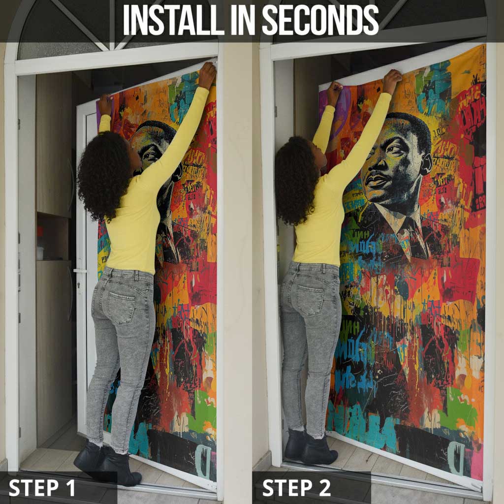 Martin Luther King Jr Door Cover Colorful Street Art Portrait Black History Graffiti Style - Wonder Print Shop