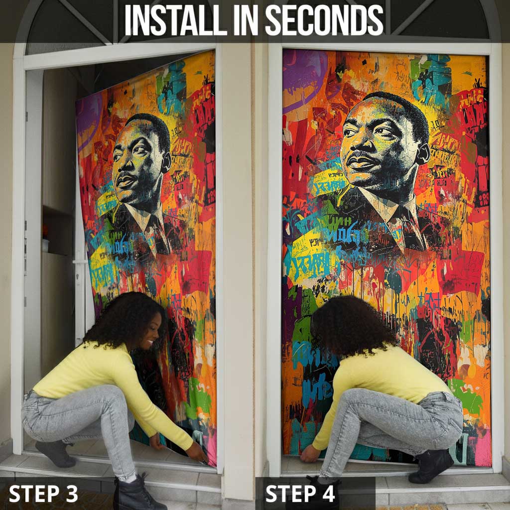 Martin Luther King Jr Door Cover Colorful Street Art Portrait Black History Graffiti Style - Wonder Print Shop