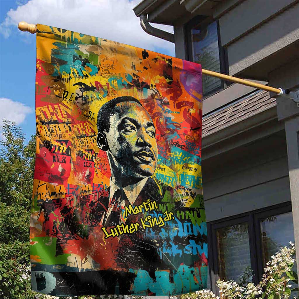 Martin Luther King Jr Garden Flag Colorful Street Art Portrait Black History Graffiti Style - Wonder Print Shop