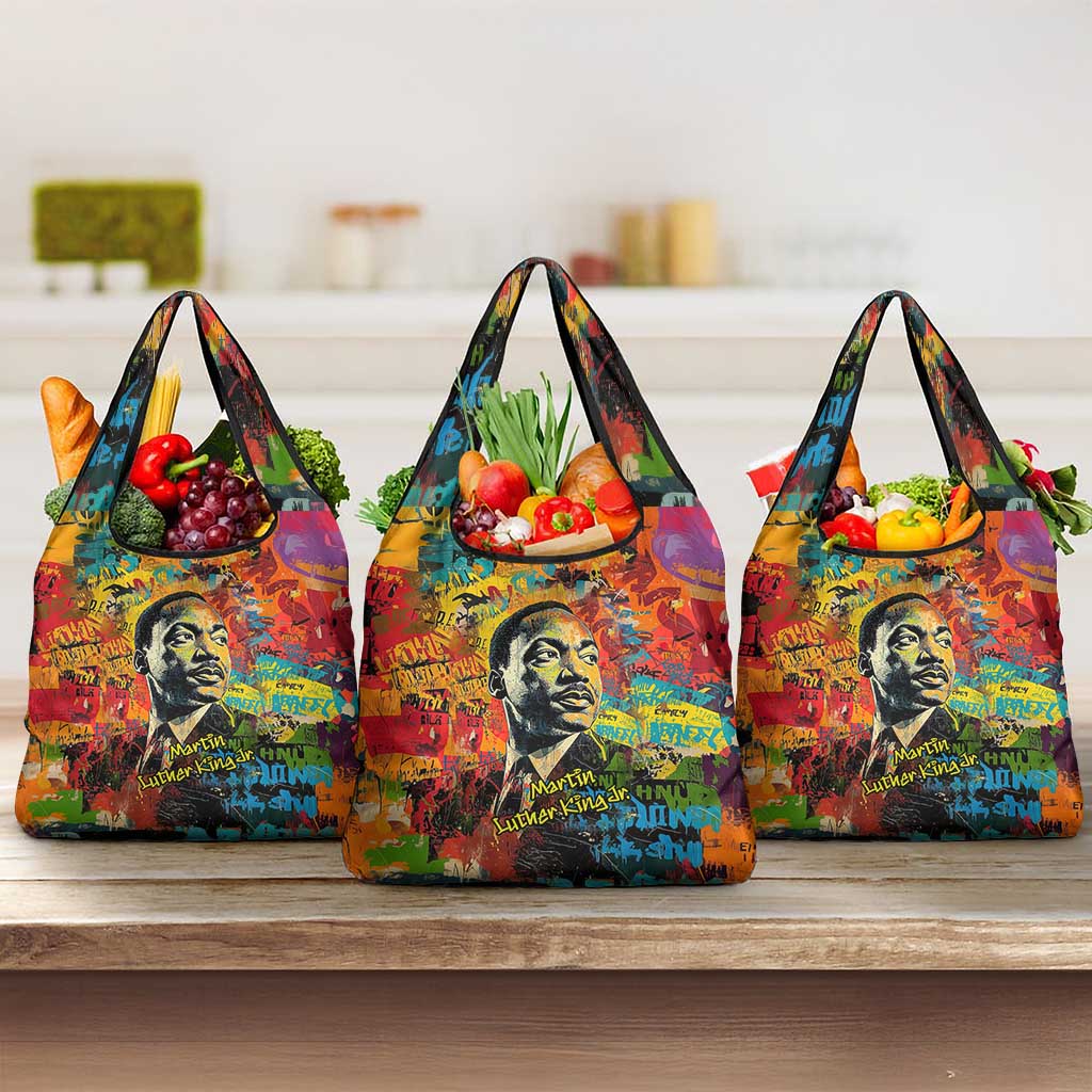 Martin Luther King Jr Grocery Bag Colorful Street Art Portrait Black History Graffiti Style - Wonder Print Shop