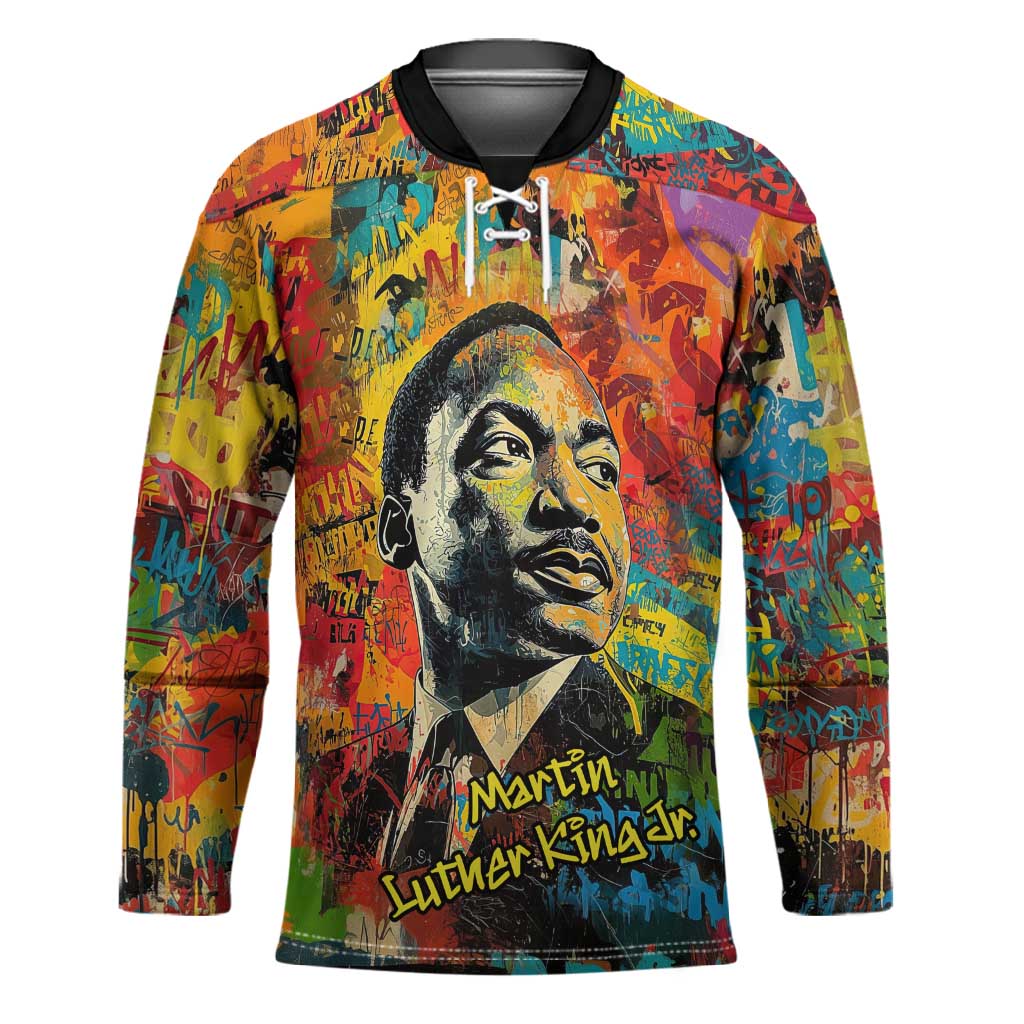 Martin Luther King Jr Hockey Jersey Colorful Street Art Portrait Black History Graffiti Style - Wonder Print Shop
