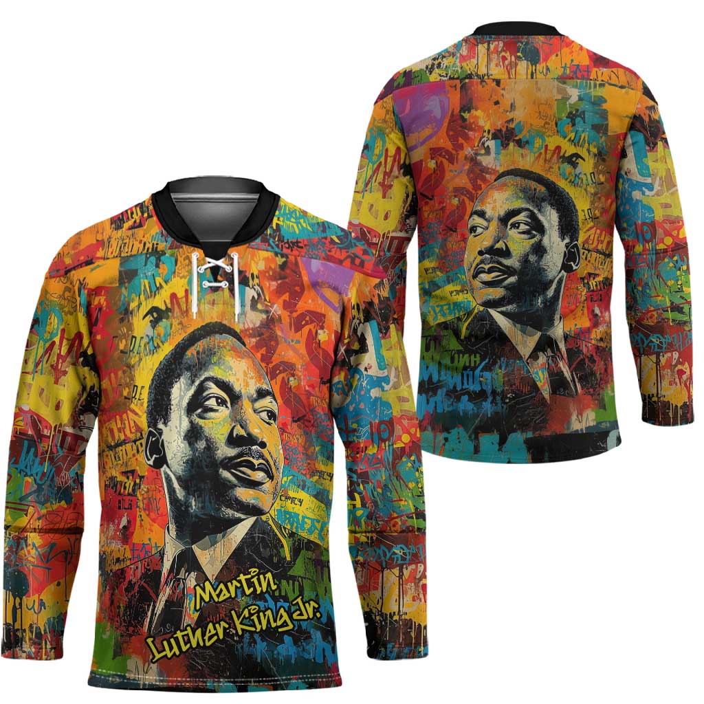Martin Luther King Jr Hockey Jersey Colorful Street Art Portrait Black History Graffiti Style - Wonder Print Shop