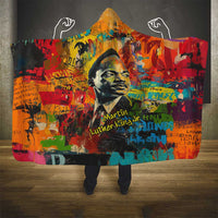 Martin Luther King Jr Hooded Blanket Colorful Street Art Portrait Black History Graffiti Style - Wonder Print Shop