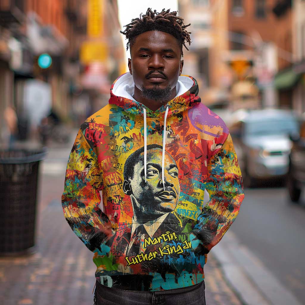 Martin Luther King Jr Hoodie Colorful Street Art Portrait Black History Graffiti Style - Wonder Print Shop
