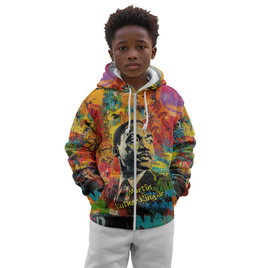 Martin Luther King Jr Kid Hoodie Colorful Street Art Portrait Black History Graffiti Style - Wonder Print Shop