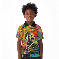 Martin Luther King Jr Kid Polo Shirt Colorful Street Art Portrait Black History Graffiti Style TS04