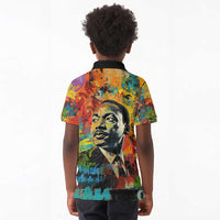Martin Luther King Jr Kid Polo Shirt Colorful Street Art Portrait Black History Graffiti Style TS04