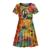 Martin Luther King Jr Kid Short Sleeve Dress Colorful Street Art Portrait Black History Graffiti Style TS04