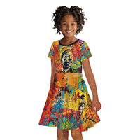 Martin Luther King Jr Kid Short Sleeve Dress Colorful Street Art Portrait Black History Graffiti Style TS04