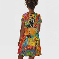 Martin Luther King Jr Kid Short Sleeve Dress Colorful Street Art Portrait Black History Graffiti Style TS04