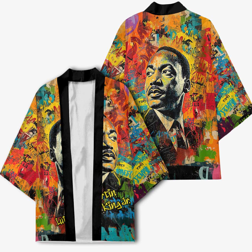 Martin Luther King Jr Kimono Colorful Street Art Portrait Black History Graffiti Style - Wonder Print Shop