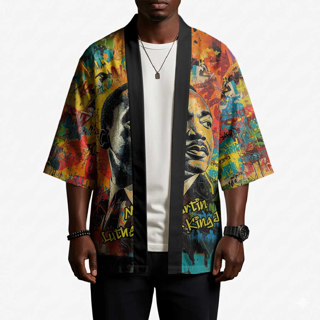Martin Luther King Jr Kimono Colorful Street Art Portrait Black History Graffiti Style - Wonder Print Shop