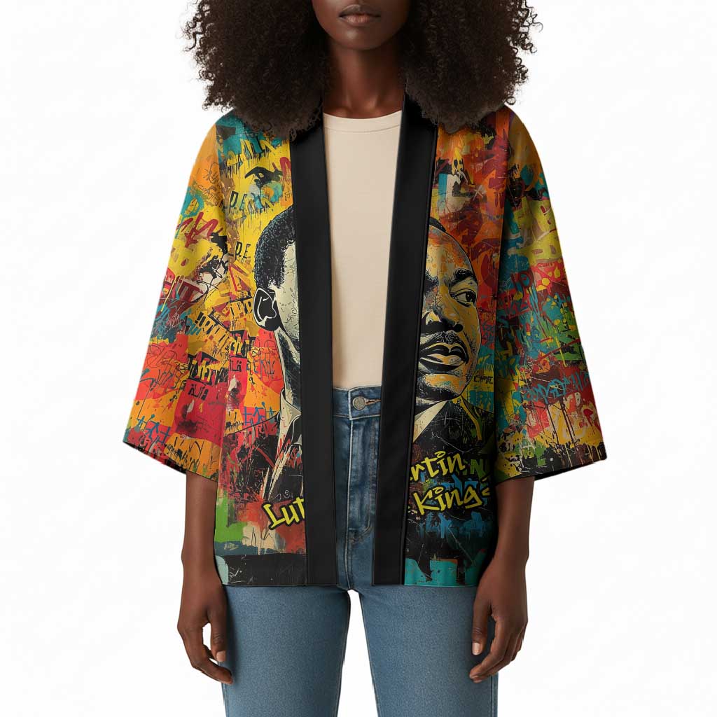 Martin Luther King Jr Kimono Colorful Street Art Portrait Black History Graffiti Style - Wonder Print Shop