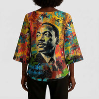 Martin Luther King Jr Kimono Sleeve Blouse Colorful Street Art Portrait Black History Graffiti Style - Wonder Print Shop