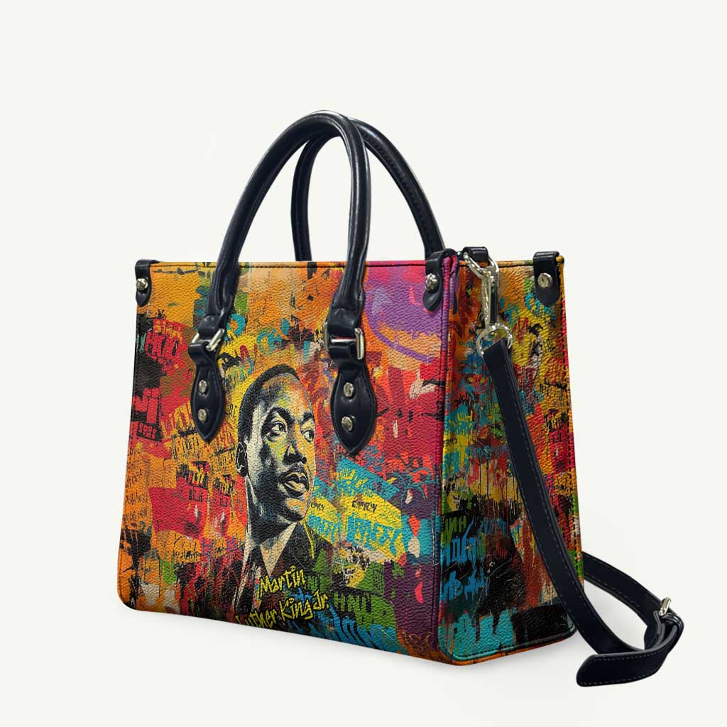 Martin Luther King Jr Leather Bag Colorful Street Art Portrait Black History Graffiti Style - Wonder Print Shop