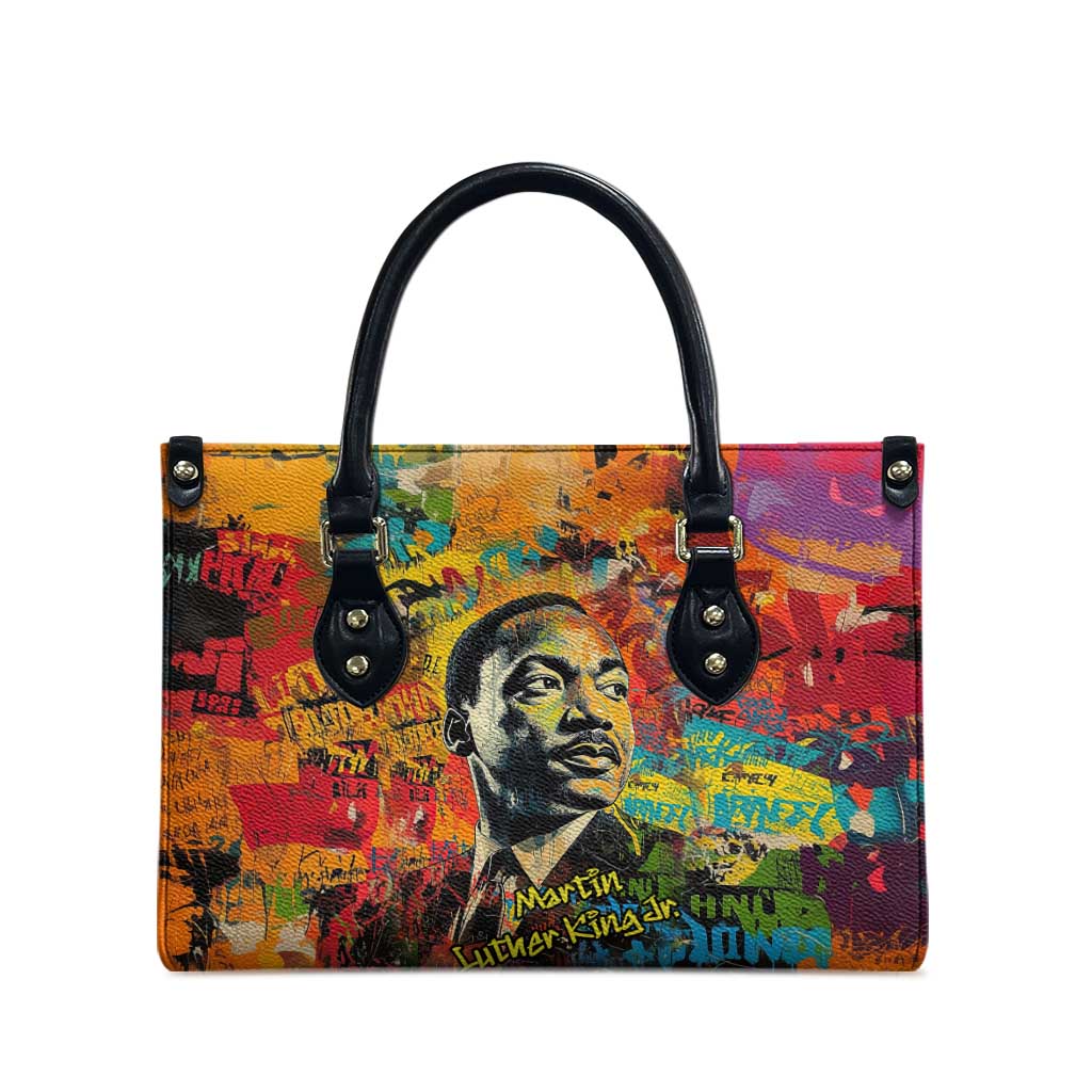 Martin Luther King Jr Leather Bag Colorful Street Art Portrait Black History Graffiti Style - Wonder Print Shop