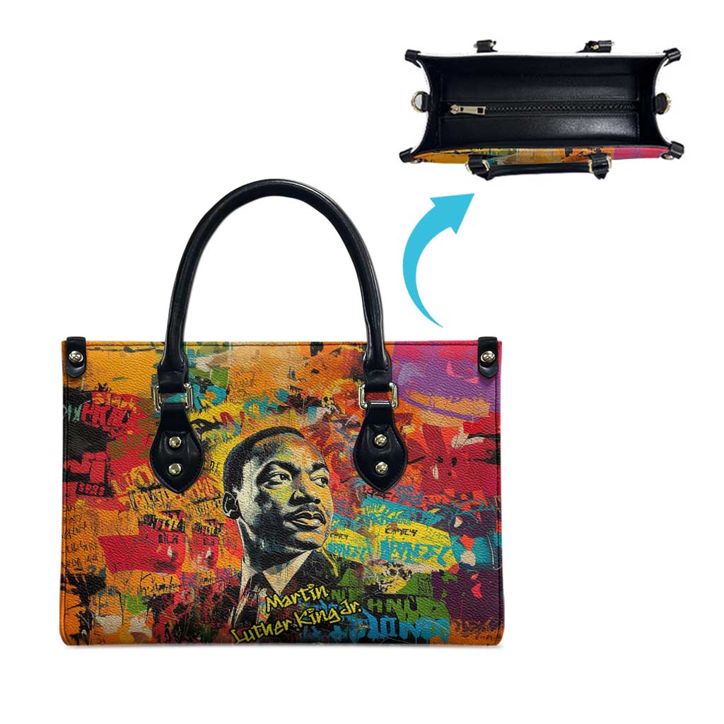 Martin Luther King Jr Leather Bag Colorful Street Art Portrait Black History Graffiti Style - Wonder Print Shop