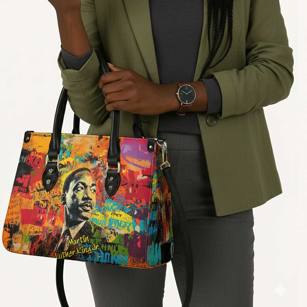 Martin Luther King Jr Leather Bag Colorful Street Art Portrait Black History Graffiti Style - Wonder Print Shop