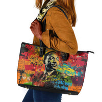 Martin Luther King Jr Leather Tote Bag Colorful Street Art Portrait Black History Graffiti Style - Wonder Print Shop