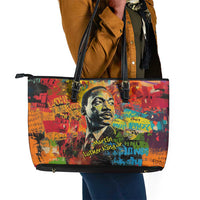 Martin Luther King Jr Leather Tote Bag Colorful Street Art Portrait Black History Graffiti Style - Wonder Print Shop