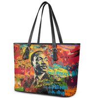 Martin Luther King Jr Leather Tote Bag Colorful Street Art Portrait Black History Graffiti Style - Wonder Print Shop