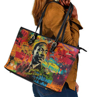 Martin Luther King Jr Leather Tote Bag Colorful Street Art Portrait Black History Graffiti Style - Wonder Print Shop