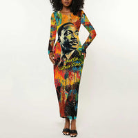 Martin Luther King Jr Long Sleeve Bodycon Dress Colorful Street Art Portrait Black History Graffiti Style - Wonder Print Shop