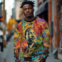 Martin Luther King Jr Long Sleeve Shirt Colorful Street Art Portrait Black History Graffiti Style - Wonder Print Shop